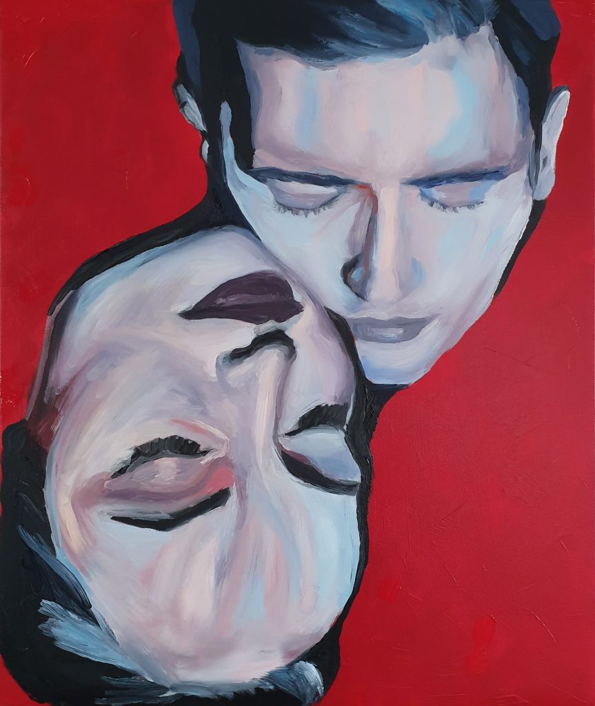 Elena Avdaliani - Balance - woman and man abstract love painting in oil